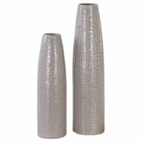 Uttermost Sara 2-Piece Coastal Ceramic Vase Set in White and Brown