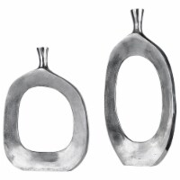 Uttermost Cierra 2-Piece Farmhouse Cast Aluminum Vase Set in Textured Nickel