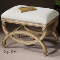 Uttermost Karline Natural Linen Small Bench in Antiqued Almond Finish