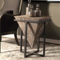 Uttermost Bertrand Iron and Wood Accent End Table in Gray Wash and Aged Black