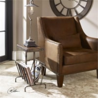 Uttermost Sonora Iron and Wood Magazine End Table in Warm Walnut and Gray