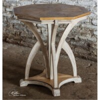 Uttermost Ranen Coastal Mindi Wood and MDF Wood Accent Table in Aged White