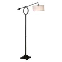 Uttermost Levisa Modern Iron and Fabric Floor Lamp in Bronze/White