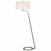 Uttermost Ordino Metal and Fabric Floor Lamp in Brushed Nickel and White