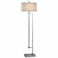 Uttermost Mannan Iron Acrylic Linen Floor Lamp in Brushed Nickel and White