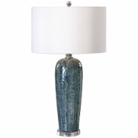 Uttermost Maira Contemporary Crystal and Metal Table Lamp in Blue/Silver Ivory