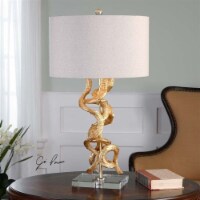 Uttermost Twisted Vines Modern Crystal and Metal Table Lamp in Gold/Oatmeal