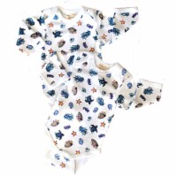 Organic Cotton Long Sleeve Bodysuits/Onesies - Under the Sea 3-6m