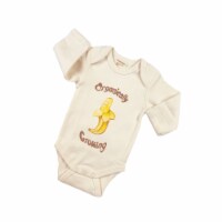 Organic Cotton Long Sleeve Bodysuits/Onesies - Banana 3-6m