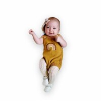 Laurenza's Baby Girls Knit Mustard Rainbow Romper