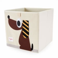 3 Sprouts Children's Foldable Fabric Storage Cube Box Soft Toy Bin, Brown Dog