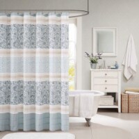 Madison Park MP70-2493 Dawn Cotton Shower Curtain 72x72 Blue,72x72