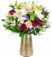 Valentine's Day Queen of Hearts Flower Arrangement with Vase Perspective: Main