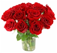 Coming Up Roses Fresh Flower Arrangement In Glass Vase 16 stems Perspective: Main