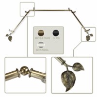 Eve 13/16 Inch Bay Window Curtain Rod 20 -36 , 38 -72  - Antique Brass