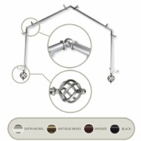 Roman 13/16 Inch 4-Sided Bay Window Curtain Rod - Satin Nickel