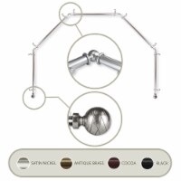 Lynn 13/16 Inch 5-Sided Bay Window Curtain Rod - Satin Nickel