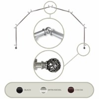 Cilla 13/16 Inch 6-Sided Bay Window Curtain Rod - Satin Nickel