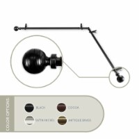 Lynn Corner Window Curtain Rod 13/16 Inch 120-170  - Black