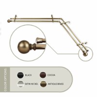 Lex Double Corner Window Curtain Rod 13/16 Inch 66-120  - Antique Brass