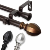 13/16 Inch Baronet Double Curtain Rod 48-84  - Black