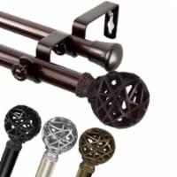 13/16 Inch Ruston Double Curtain Rod 120-170  - Antique Brass