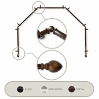 Baronet 13/16 Inch 5-Sided Bay Window Curtain Rod 28-48  - Cocoa