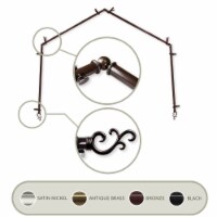 Mosey 13/16 Inch 4-Sided Bay Window Curtain Rod 28-48  - Cocoa