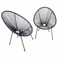 Luxury Living Furniture Egg Shaped Papasan Acapulco Chair Set of 2 in Black