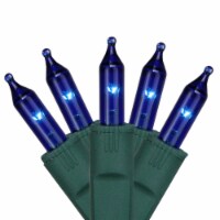 GKI/Bethlehem Lighting 50-Count Blue Perm-O-Snap Mini Christmas Light Set, 24.75ft Green Wire