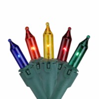GKI/Bethlehem Lighting 50-Count Multi-Color Mini Christmas Light Set, 22ft Green Wire