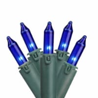 GKI/Bethlehem Lighting 100-Count Blue Mini Christmas Light Set, 45.5ft Green Wire