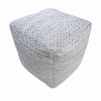The Rug Decor TRD109 18 in. Viscose Hand Knitted Chevron Pattern Pouf, Blue