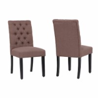 Costaelm Jameson Fabric Tufted Dining Side Chair 2 Pc Set in Brown