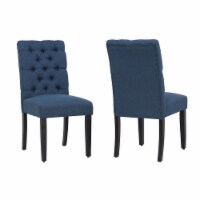 Costaelm Jameson Fabric Tufted Dining Side Chair 2 Pc Set in Blue