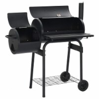 SUGIFT Heavy-Duty Charcoal Grill Offset Smoker with Cover in Black