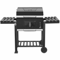 SUGIFT 24-inch Charcoal BBQ Grill with 2 Folding Side Shelves in Black