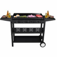 SUGIFT 4 Burner Propane Gas Grill Flat Top Griddle Grill in Black