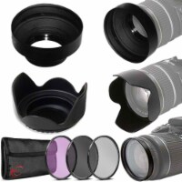 52mm 3pc Filter Kit + Rubber Hood + Tulip Lens Hood