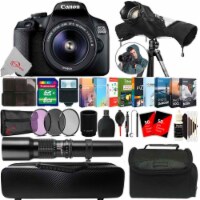 Canon Eos 2000d 24.1mp Dslr Camera + 18-55mm & 500mm Lens Accessory Kit