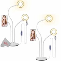 Two Pack Vivitar 102 White Desk Universal Phone Holder With Ring Light And Phone Holder
