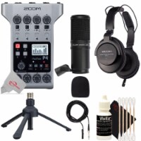 Zoom Podtrak P4 Multitrack Podcast Recorder + Mic Pack Accessory Bundle