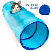 BrybellyHoldings ACTN-102 36 in. Blue Krinkle Collapsible Cat Tunnel With Peek Hole And Stora