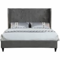 Best Master Furniture Valentina Velvet Wingback Platform Queen Bed in Gray