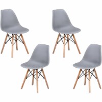 Best Master Furniture Mickey 17.5  Plastic Dining Chair in Gray (Set of 4)