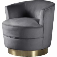 Best Master Furniture Ava 18  Modern Velvet Swivel Accent Chair in Gray/Gold