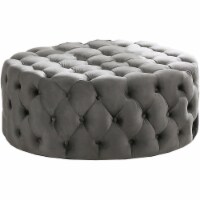 Best Master Furniture Anderson 40  Round Velvet Fabric Ottoman in Gray