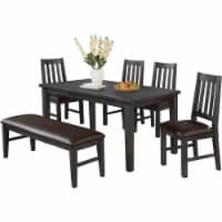 Best Master Furniture Wendy 6 Piece Solid Wood Dining Set in Rustic Gray