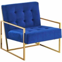 Best Master Furniture Beethoven 31.5  Velvet Accent Chair in Blue/Gold Plated