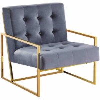 Best Master Furniture Beethoven 31.5  Velvet Accent Chair in Gray/Gold Plated